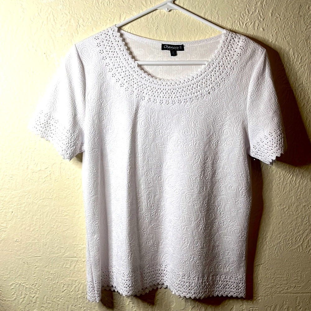 White casual sz PL lace like T-shirt 100% cotton